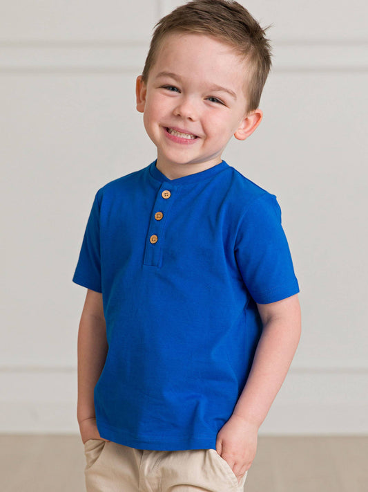 Boys Blue Short Sleeve Henley