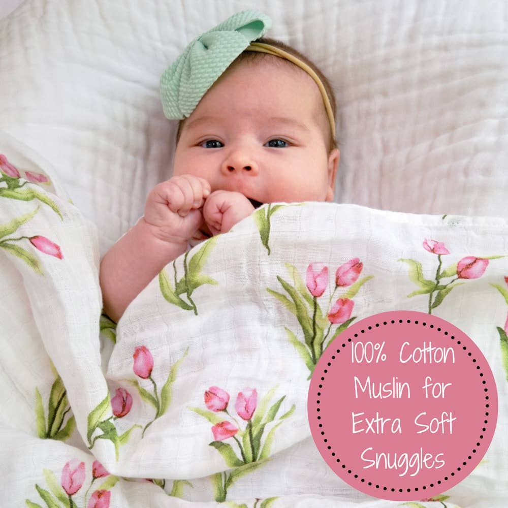 Tulip Garden Baby Muslin Swaddle Blanket