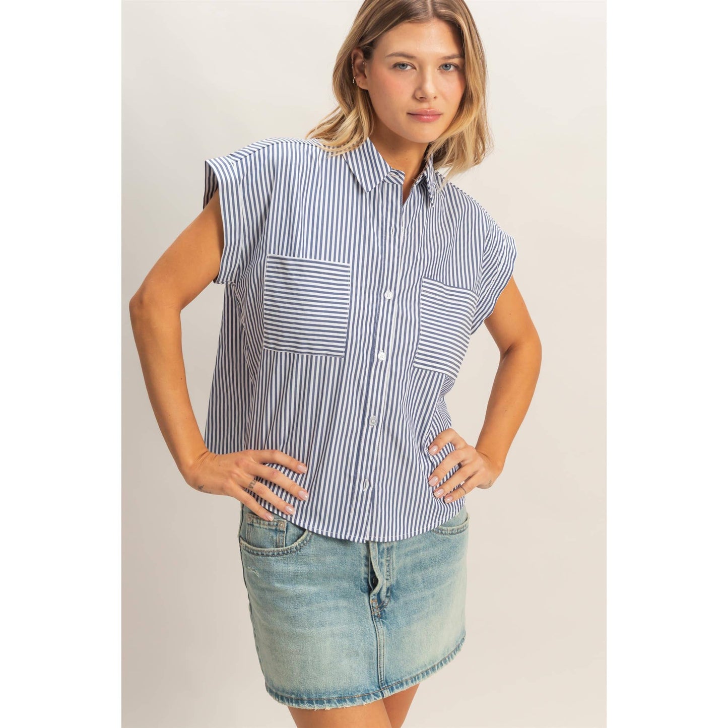 Button-Up Striped Shirt