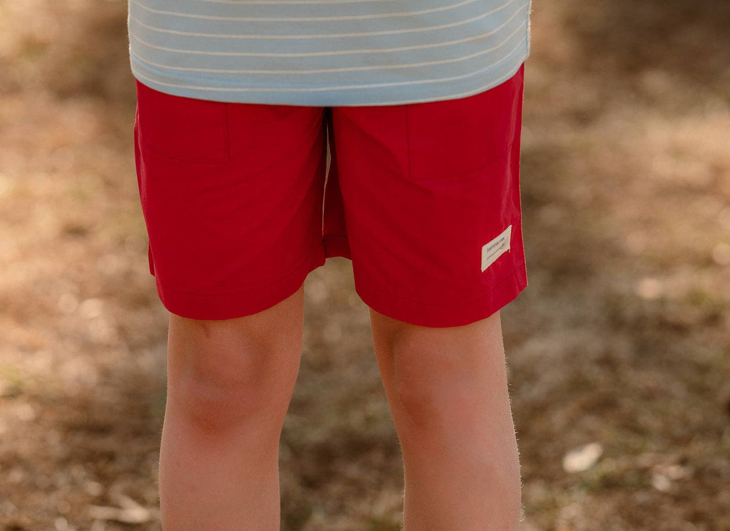 Boys Red Drawstring Shorts, Pockets, Above the knee