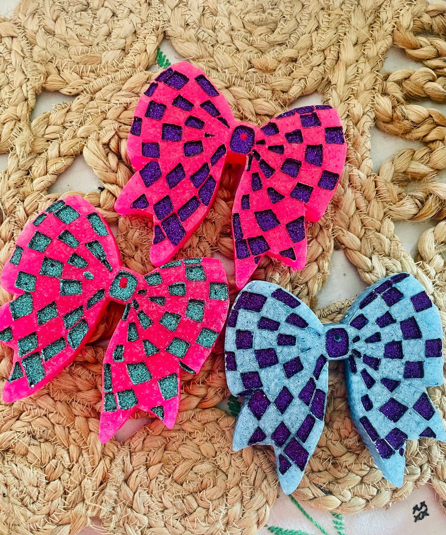 Checkered Bow Car Freshie