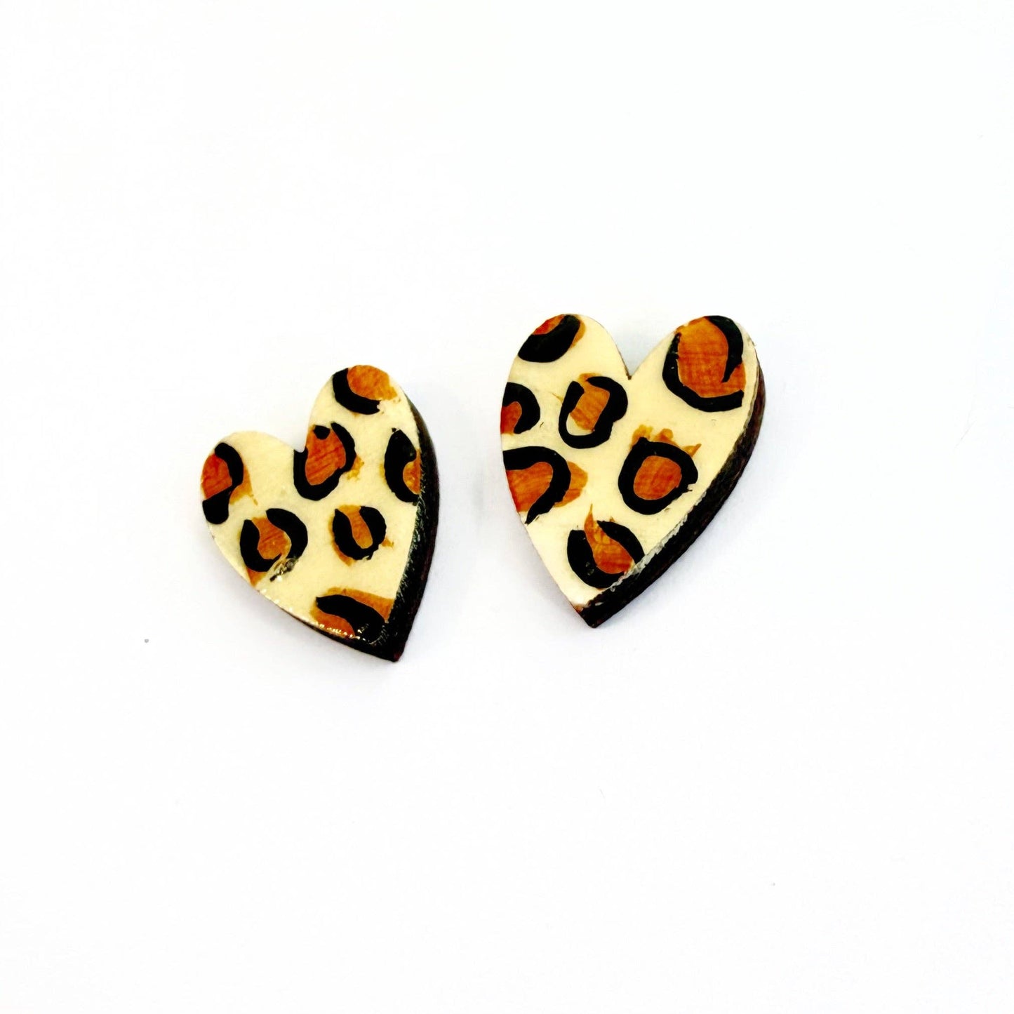 Leopard Print Heart Small Stud Earring - Valentine's Day