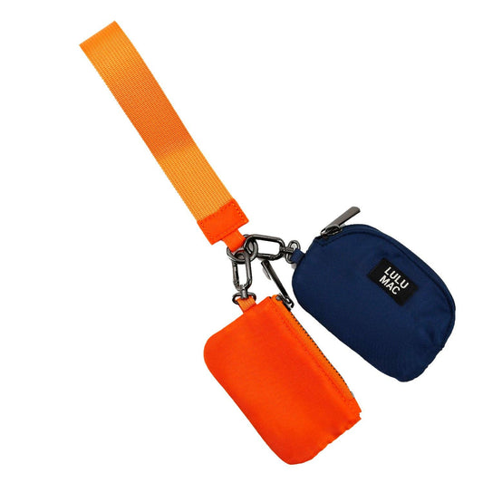 DP-8162 Orange/Navy Lulu Mac Double Pouch Wristlets