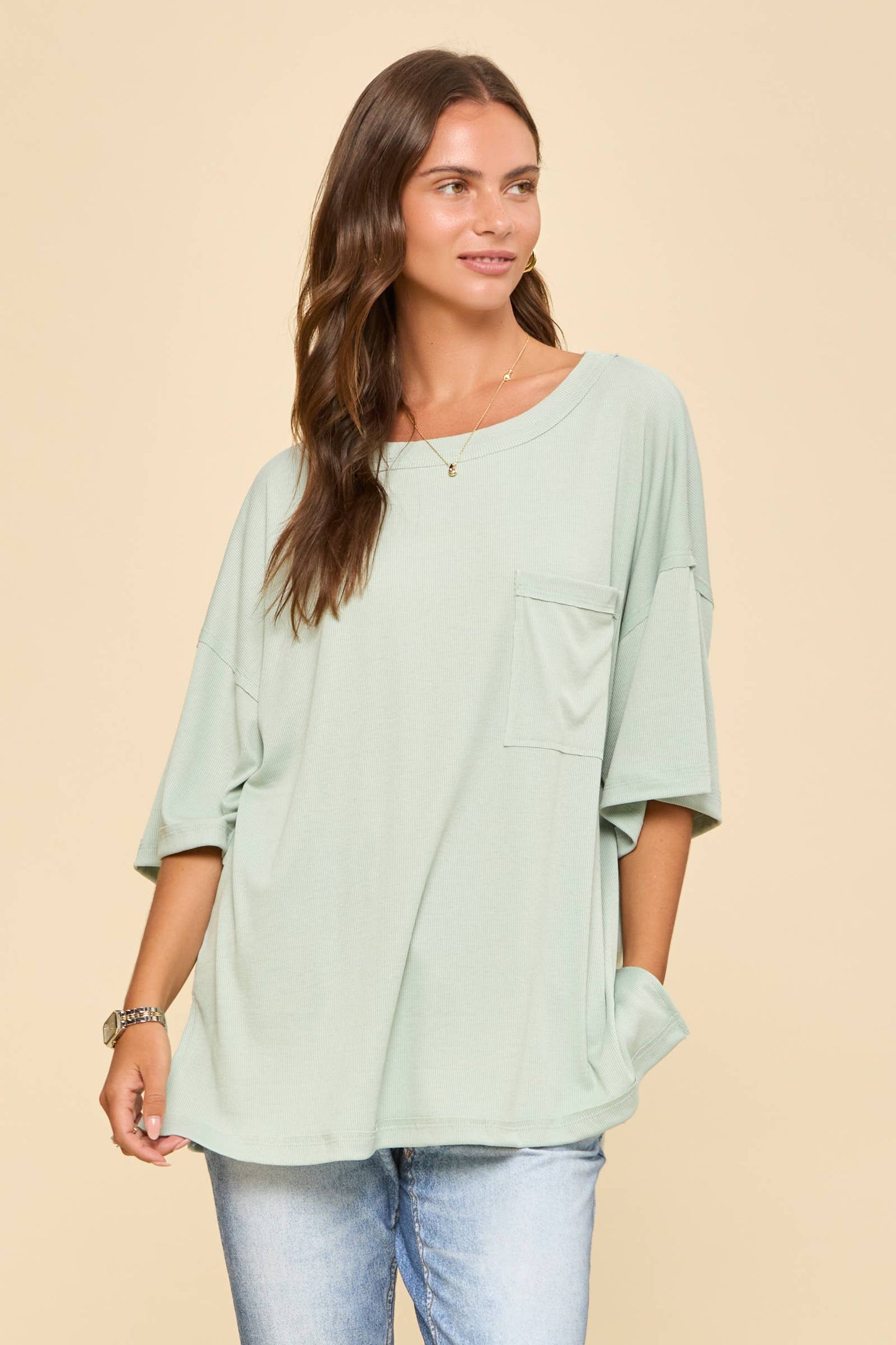 Baby Ribbed Boyfriend Knit Top