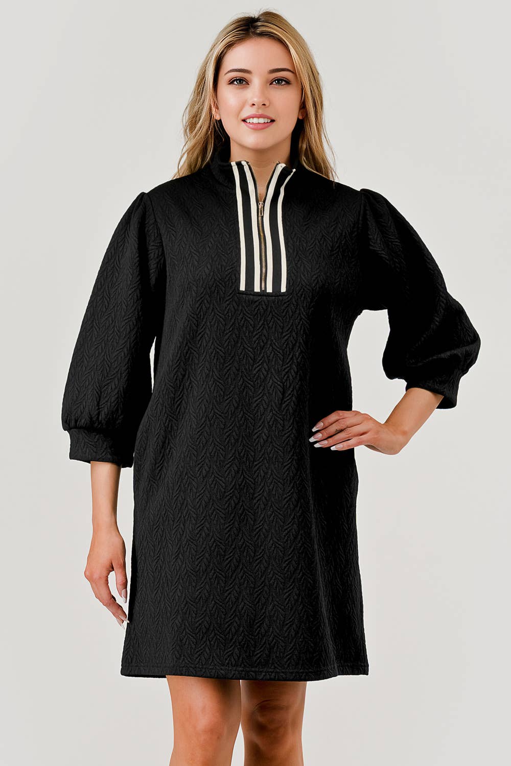 Mandy Textured fabric Zipper Dress Black