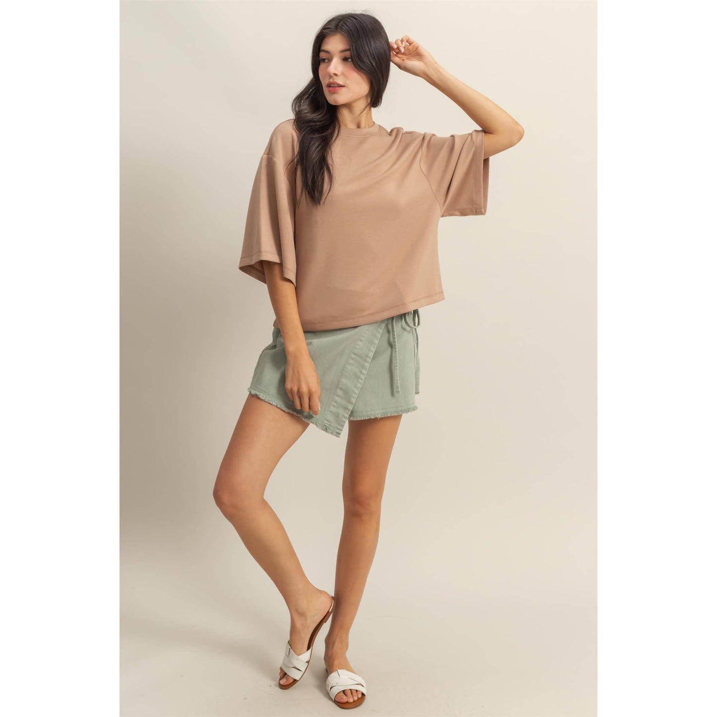 Double Knit Drop Shoulder Everyday Basic Top