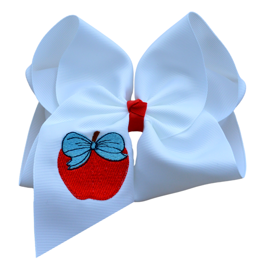 Apple of my Eye Embroidered Bow