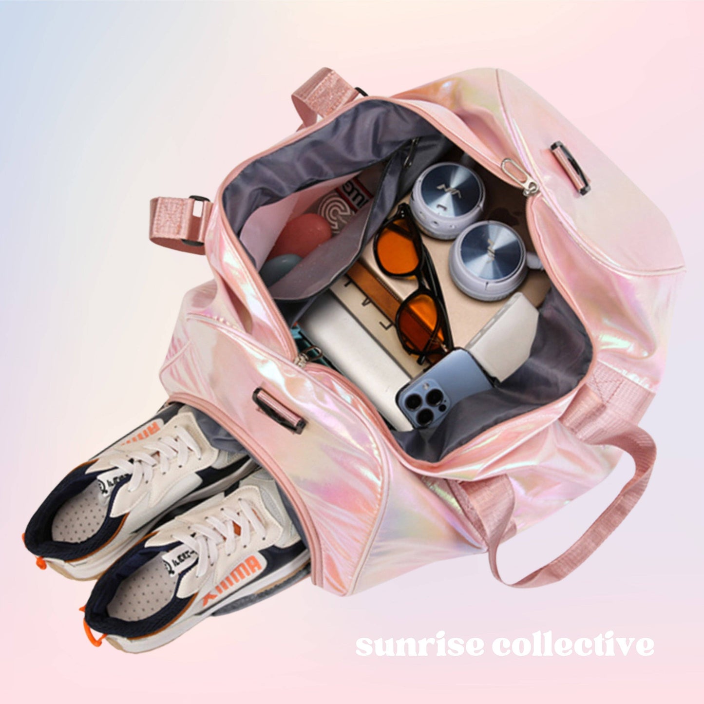 Irridescent Water Resistant Gym Bag with Shoe Compartment