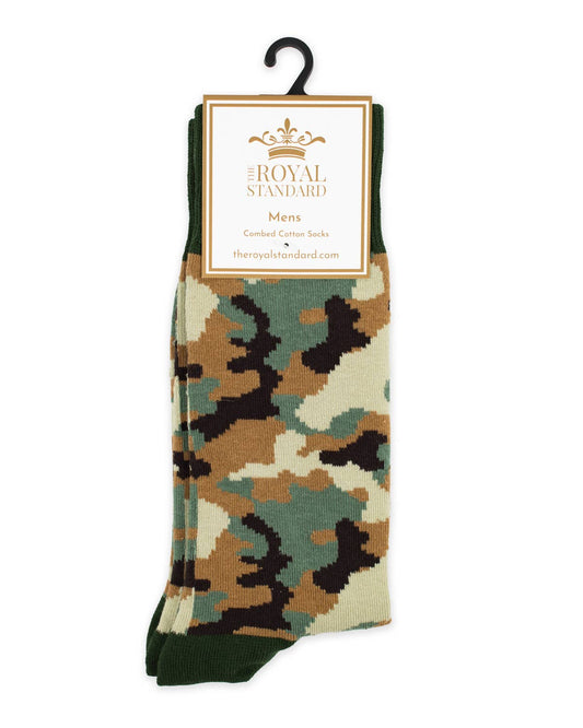Men's Camo Socks   Taupe/Green/Tan   One Size