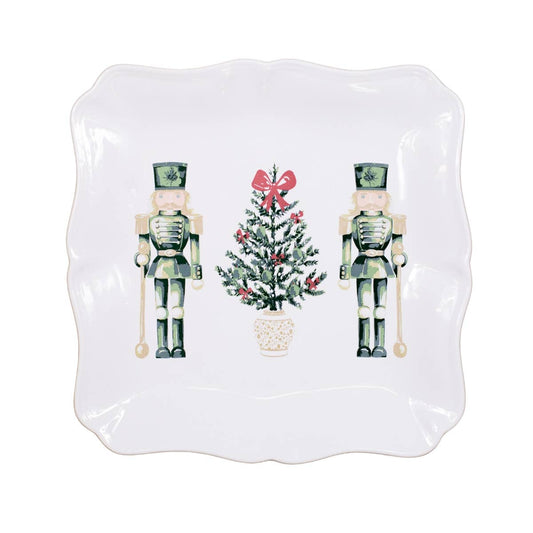 Watercolor Nutcracker Square Platter   White/Multi   11.5x11.5
