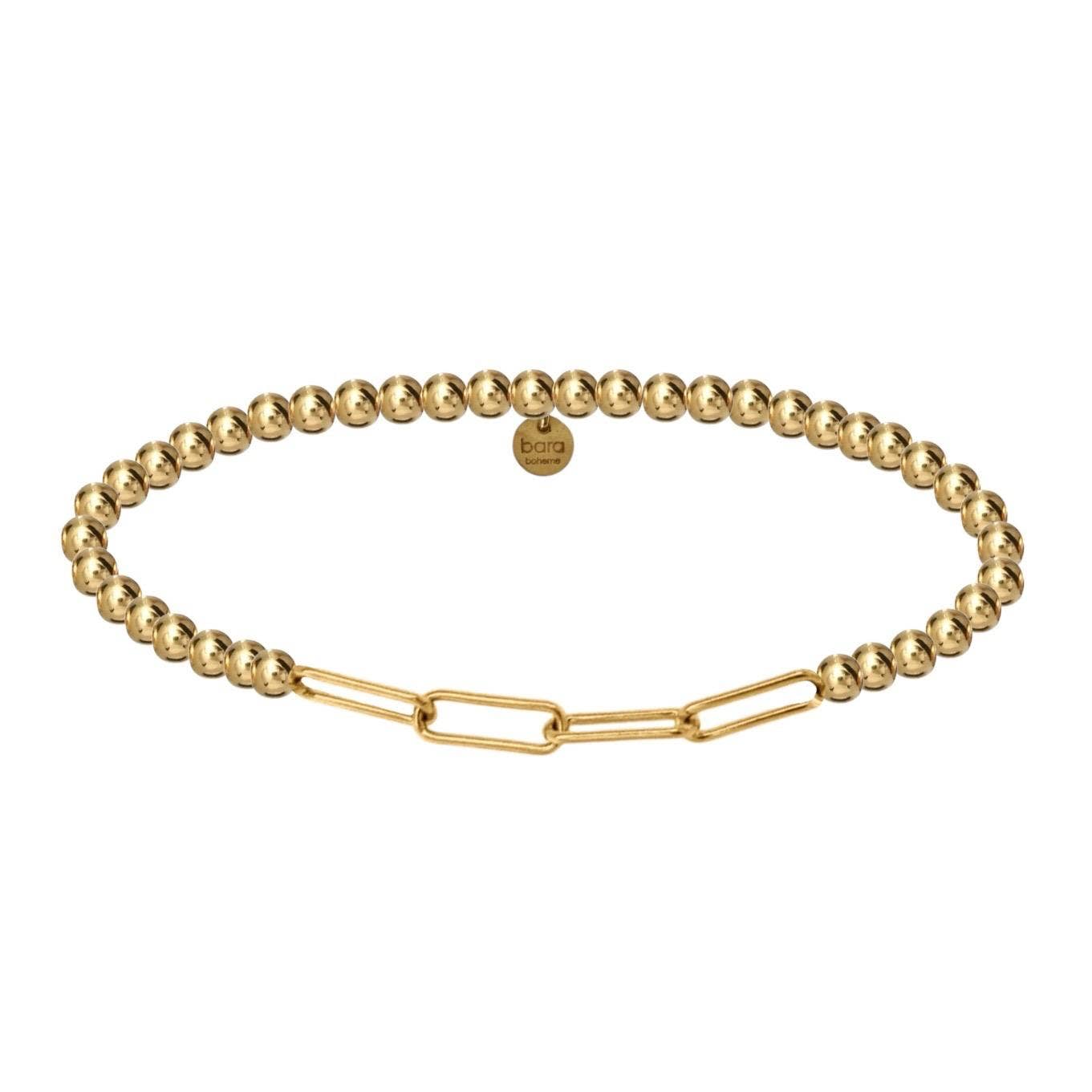 Classic Paperclip | Stretchy Chain Gold Filled bead Bracelet