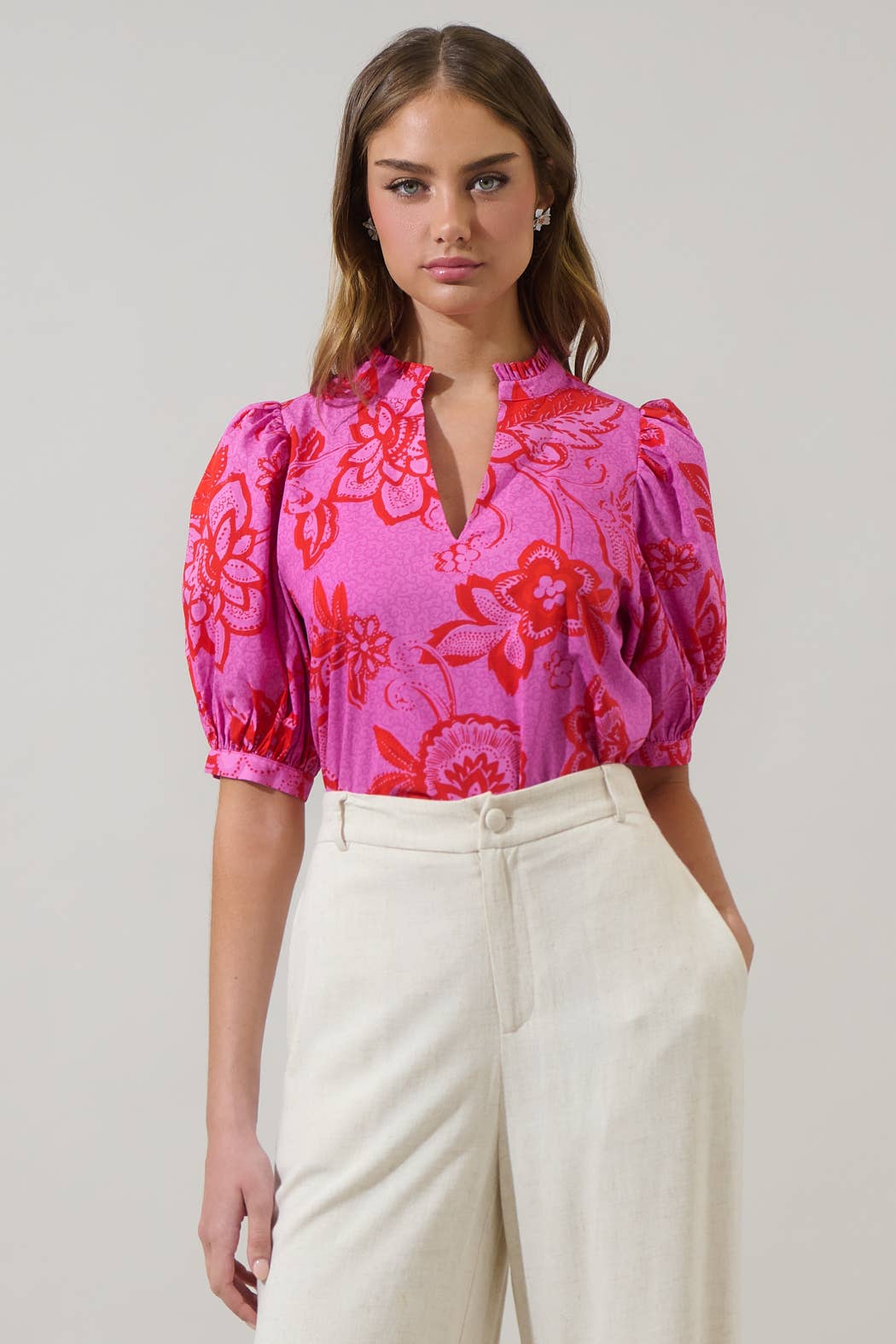 Weirly Floral Terri Puff Sleeve Top