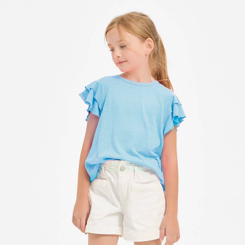 Tiered Flutter Sleeves Knit Top