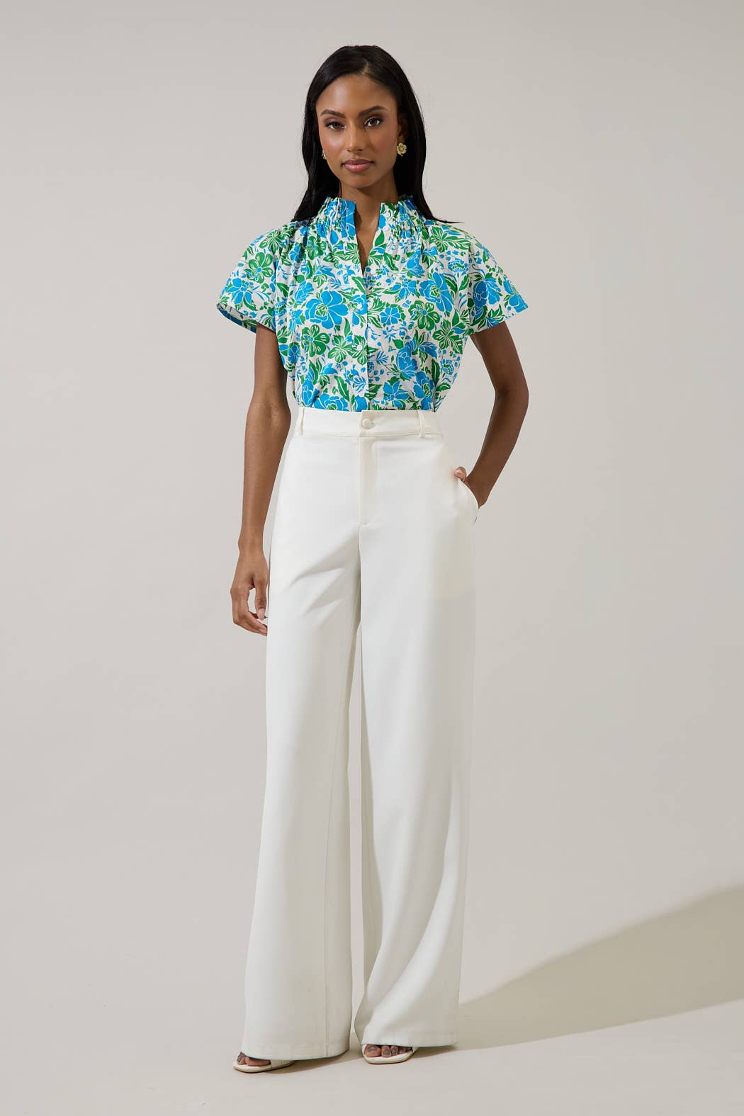 Bivore Floral Patma Mock Neck Top