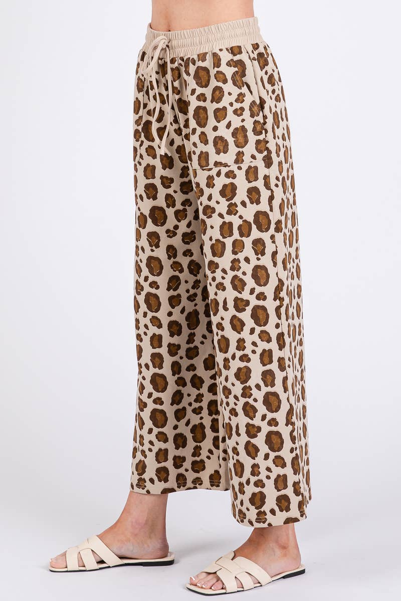 LEOPARD PRINT SCUBA TOP AND PANTS SETS