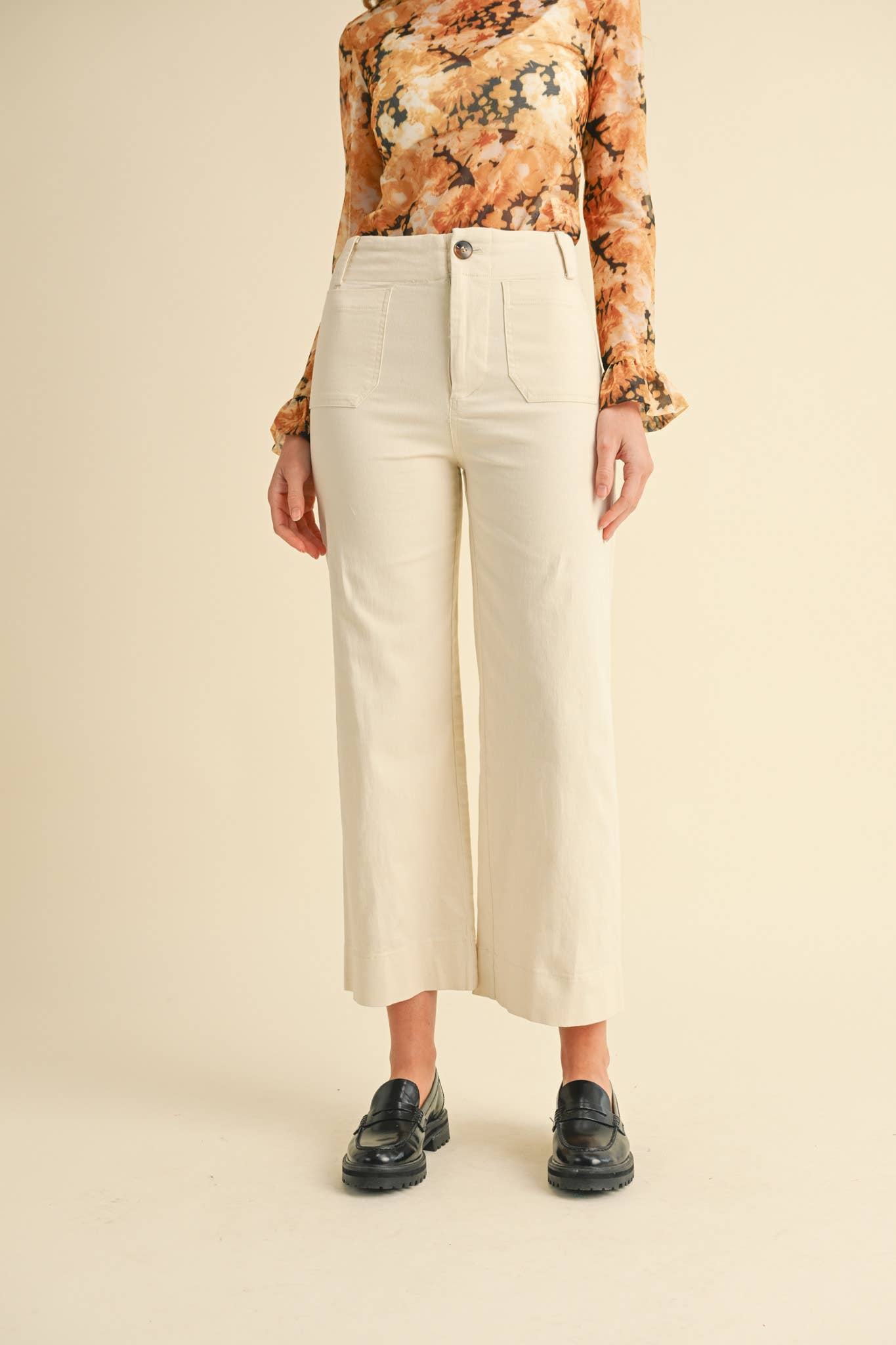 HIGH WAIST CROPPED WIDE LEG PANTS MP3303