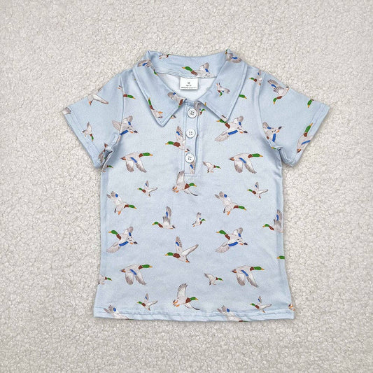 Baby Boys Blue Short Sleeves Button Ducks Polo Shirts Tops