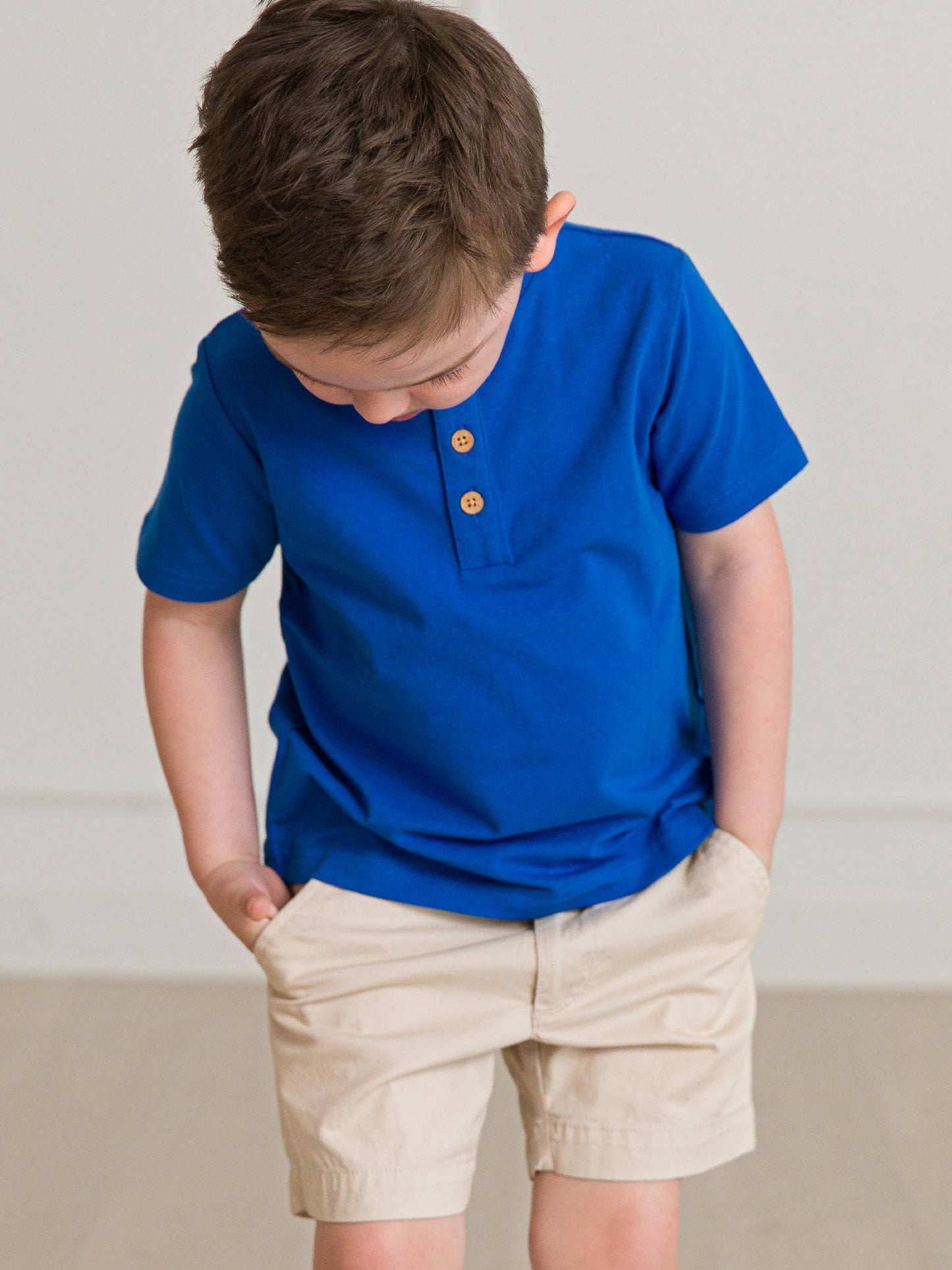 Boys Blue Short Sleeve Henley