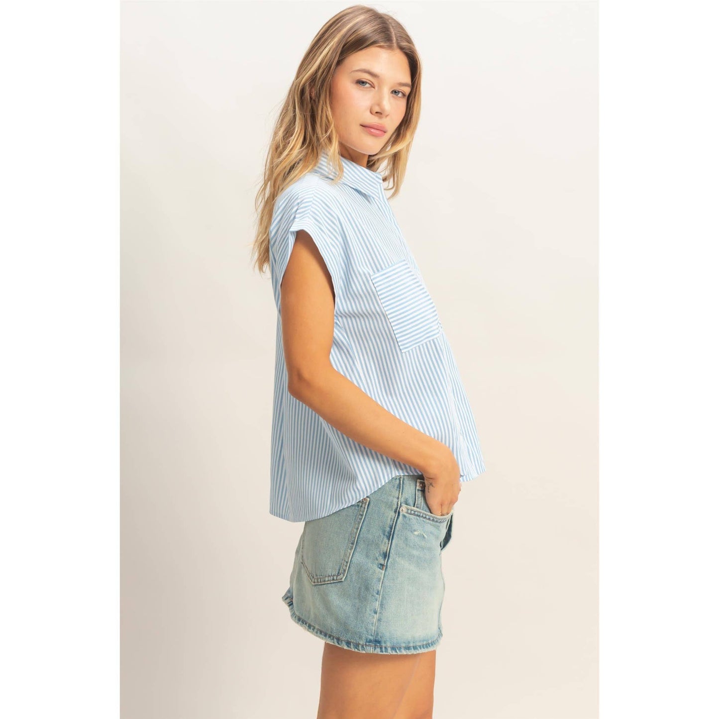 Button-Up Striped Shirt