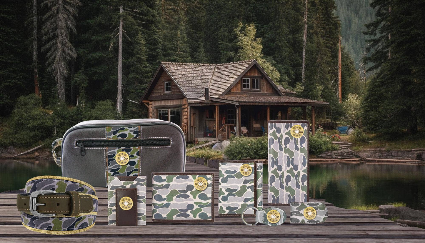 Shotshell Men's Magnetic Front Pocket Old School Camo Leather Wallet.