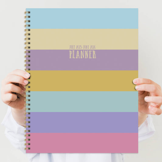 July 2025 - June 2026 Striped Large Weekly Monthly Planner