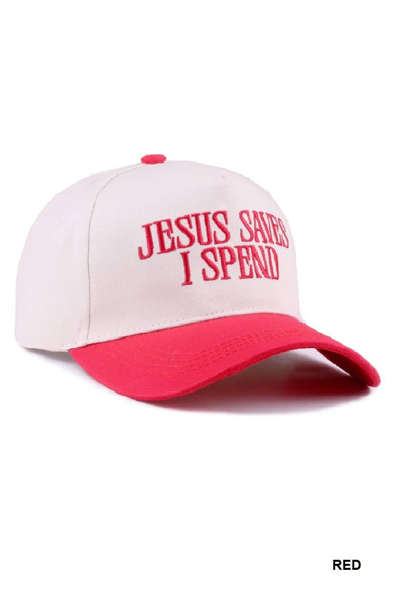 Jesus Saves I Spend Two Tone Canvas Cotton Cap