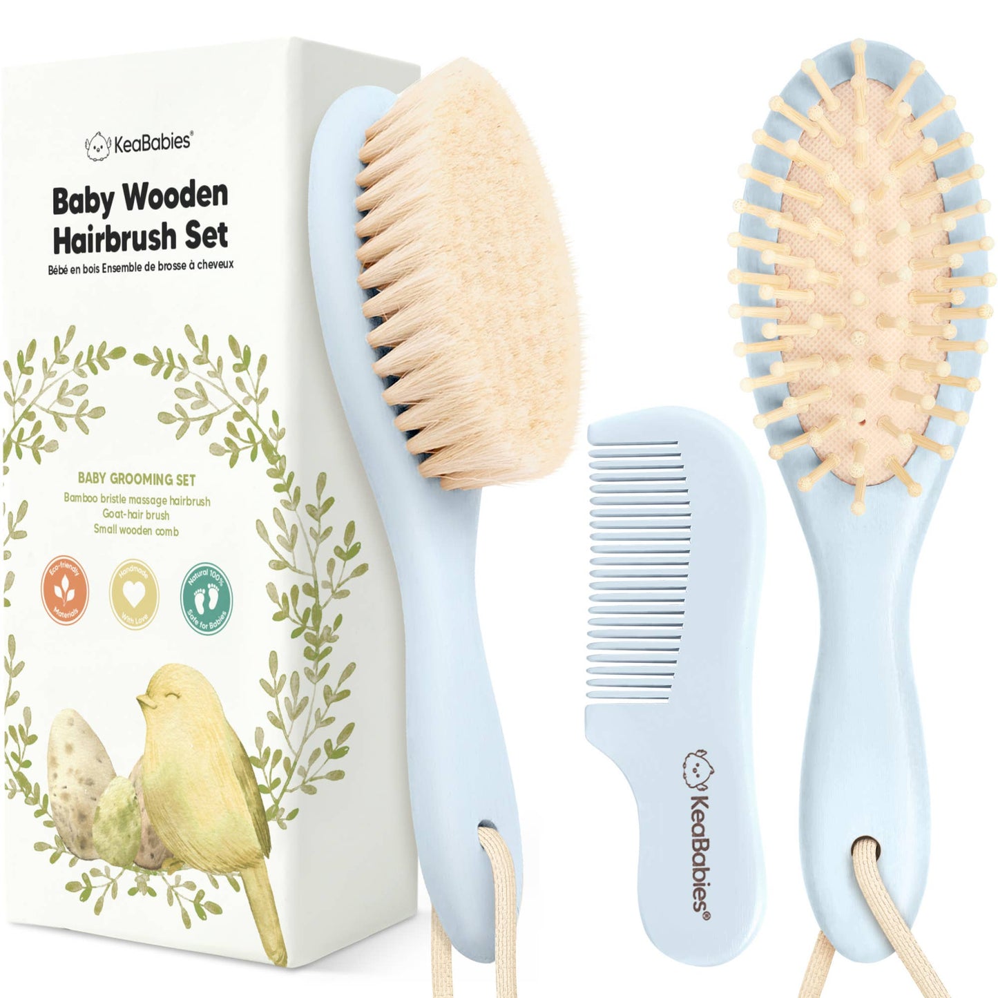 KeaBabies Baby Hair Brush and Comb Set